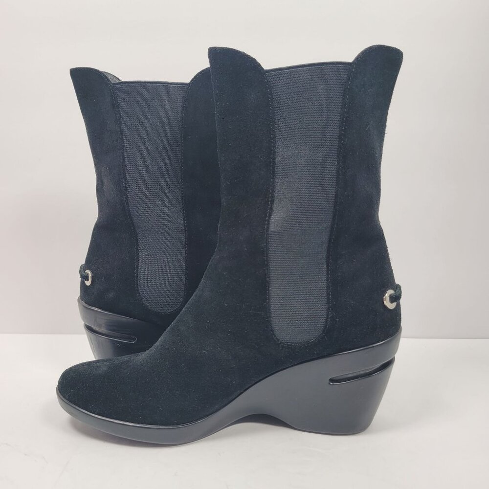 Cole Haan Nike Air Women's Black Suede Wedge Mid Calf Boots D20630 US Size 6B - Picture 6 of 12